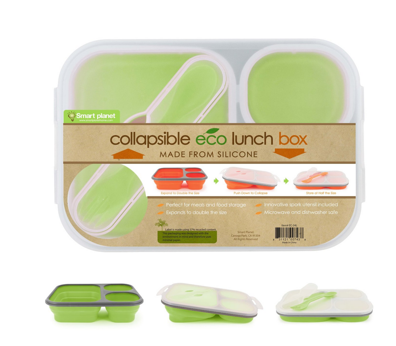 SMART PLANET Plug-In Heated Lunch Box Storage Container w/ Spork